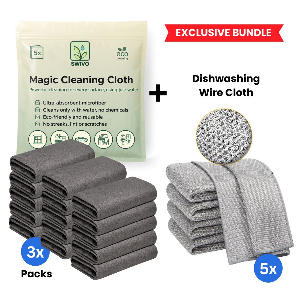 3 Pack Magic Cleaning Cloth + Dishwashing Wire Cloth Bundle