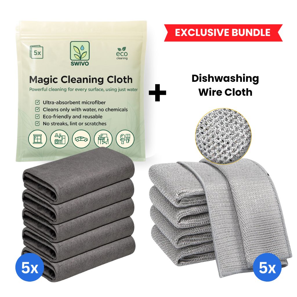 Magic Cleaning Cloth & Dishwashing Wire Cloth Bundle